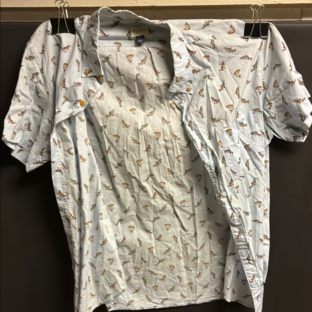 J. Crew light blue fish Casual Button Down Shirt with Soft Pattern